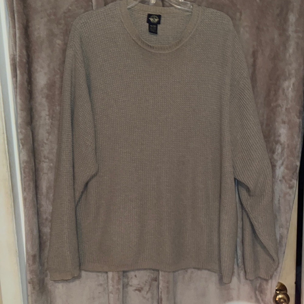 Mens Dockers XXL 100% cotton Sweater Oatmeal taupe beige